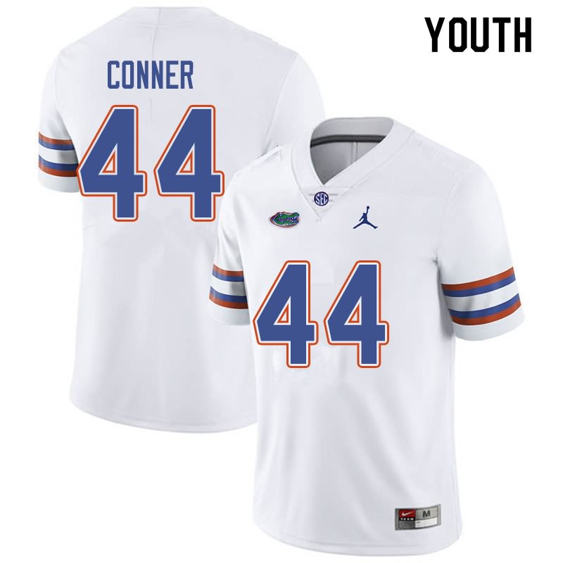 Youth NCAA Florida Gators Garrett Conner #44 Stitched Authentic Jordan Brand White College Football Jersey FDA8065CM